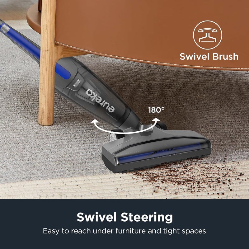 EUREKA مكنسة كهربائية عمودية سلكية لتنظيف شعر الحيوانات الأليفة في المنزل، مكنسة عمودية خفيفة الوزن مع شفط قوي للسجاد والبلاط والأرضيات الصلبة، زرقاء، 3 في 1 مكنسة يدوية NES312 - Image 4